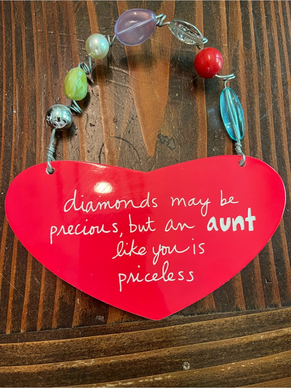 Heart-Shaped Red 'Aunt' Wall Accent Hanging